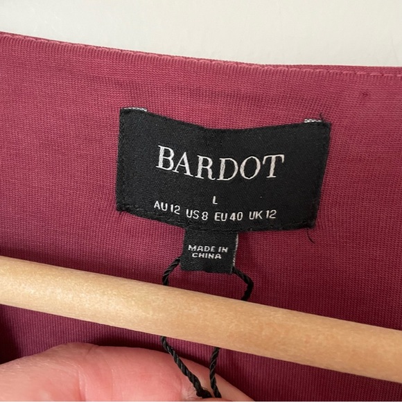 Bardot Rosa Ruched Cutout Long Sleeve Minidress In Burgundy Size Large NEW - Picture 8 of 11